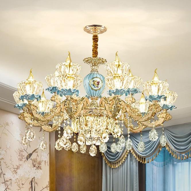 Đèn chùm SISON pha lê 15 tay chuẩn xịn phong cách hiện đại, tinh tế - kèm bóng LED chuyên dụng