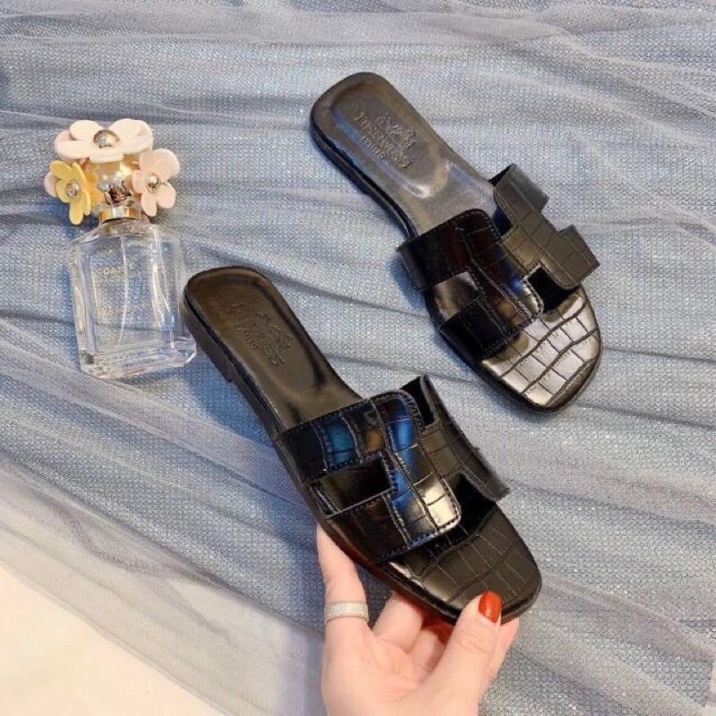 Dép nữ vân cá sấu siêu xinh- dép quai ngang nữ