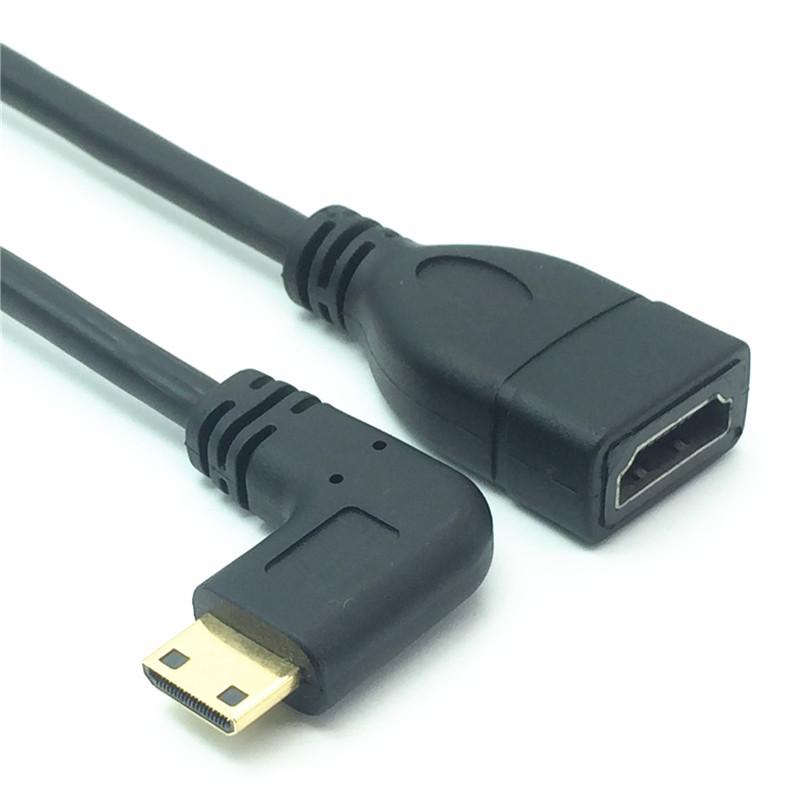 1080P Mini HDMI tương thích với cáp HDTV Nam đến Nữ 90 độ góc phải Bộ chuyển đổi Bộ chuyển đổi M-F Nối dài Bộ kết nối Bộ chuyển đổi