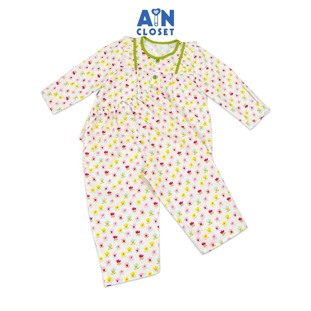 Bộ quần áo Dài bé gái họa tiết Hoa Li Ti cotton - AICDBGA7514F - AIN Closet