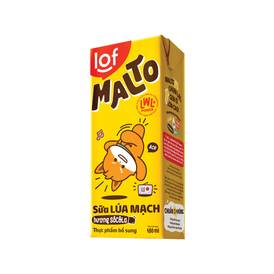 Thùng 48 hộp Sữa lúa mạch hương socola LOF MALTO 180ml/hộp