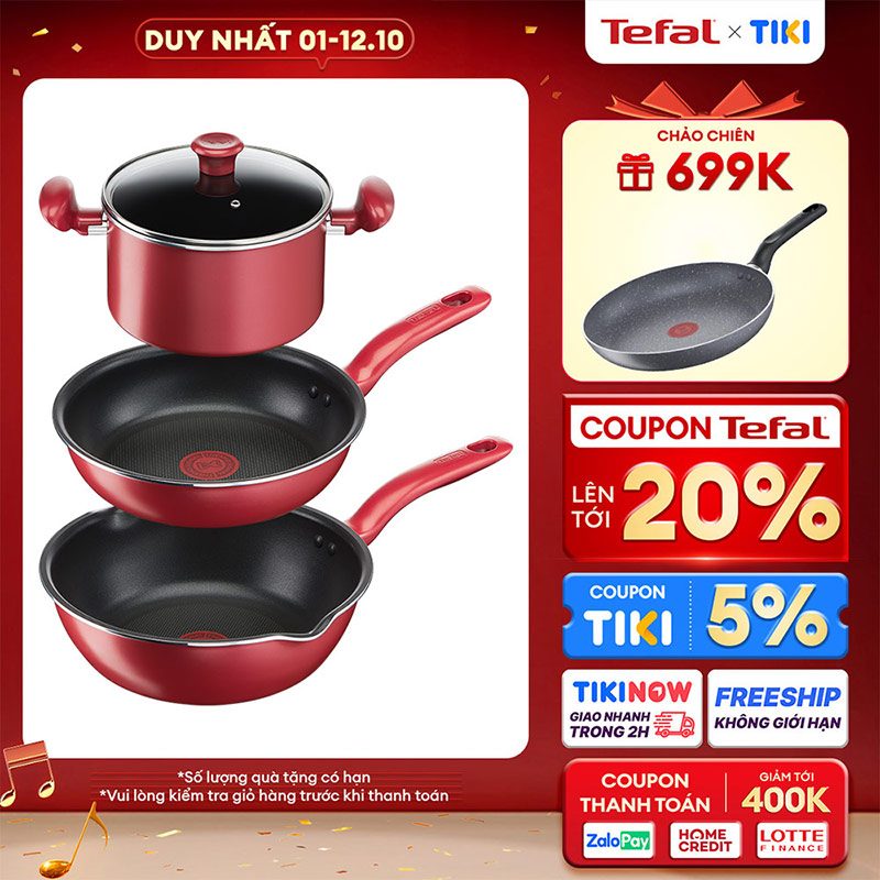 Bộ 3 nồi chảo chống dính đáy từ Tefal So Chef dùng cho mọi loại bếp Hàng chính hãng