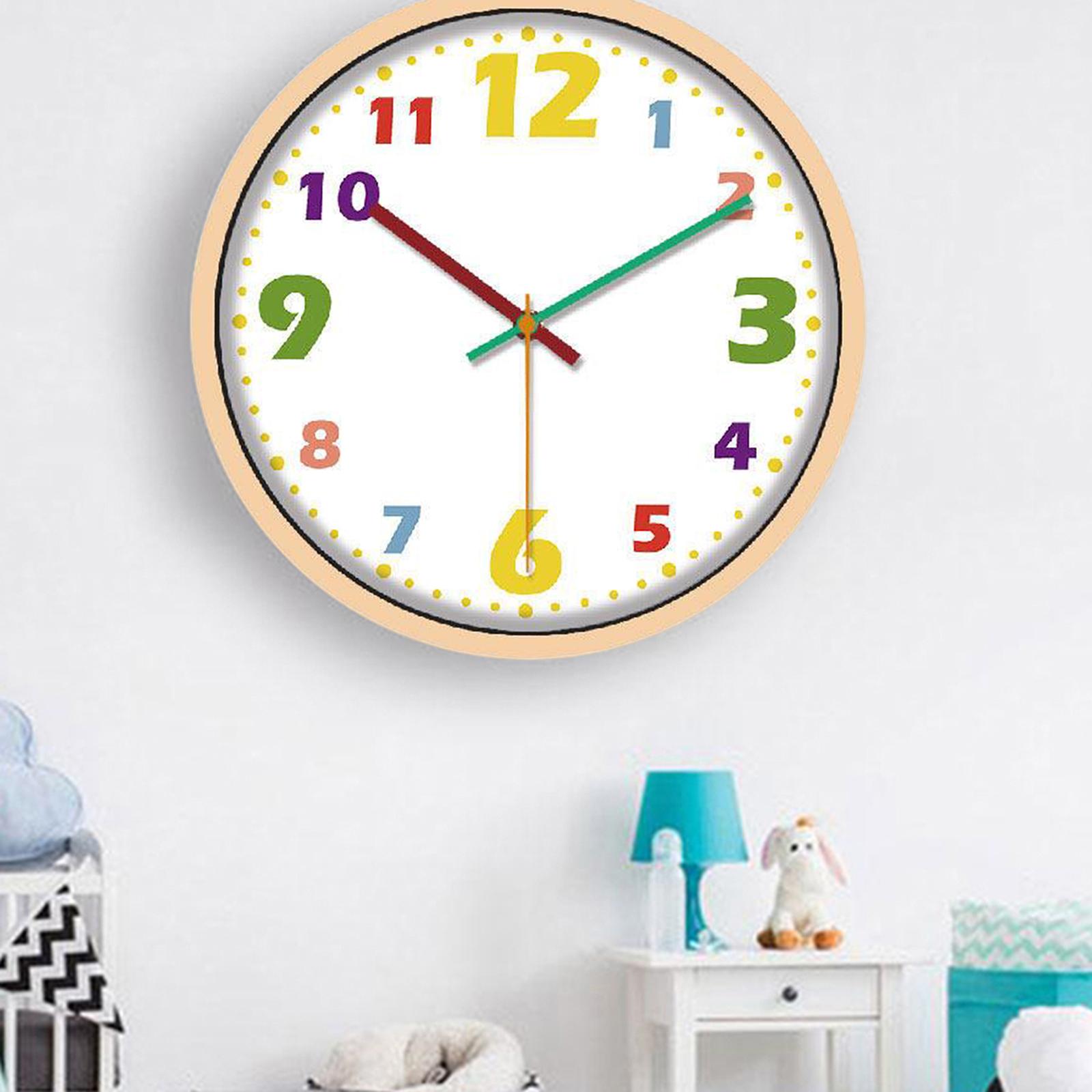 Telling Time Teaching Clock, 12 inch Silent Movement Analog Learning Clock for Kids, Perfect Room Wall Decor for Classroom, Playroom and Kids Bedroom