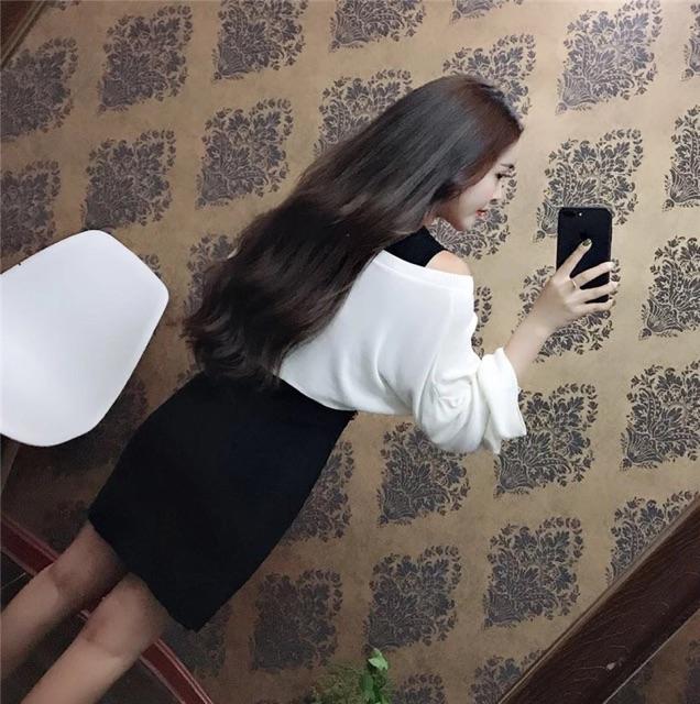 Set Áo Croptop Lệch Vai + Váy Ba Lỗ Body