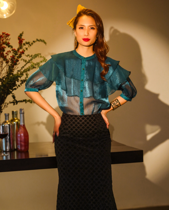 Áo Organza Xuyên Thấu Lục Bảo TOP181 thời trang thiết kế Hity