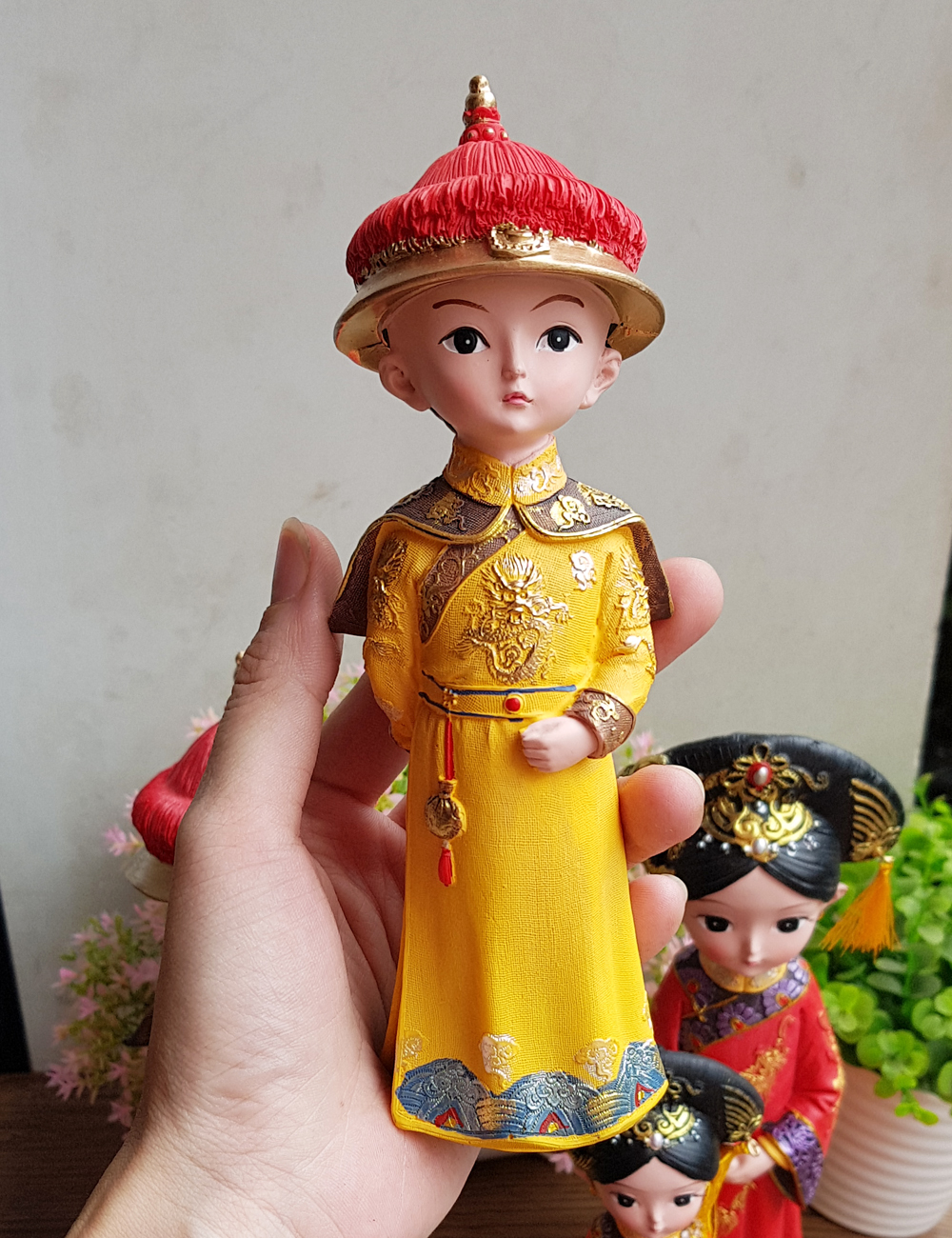 Bộ 02 tượng chibi Hoàng Thượng và Hoàng Hậu cổ trang 3D sinh động