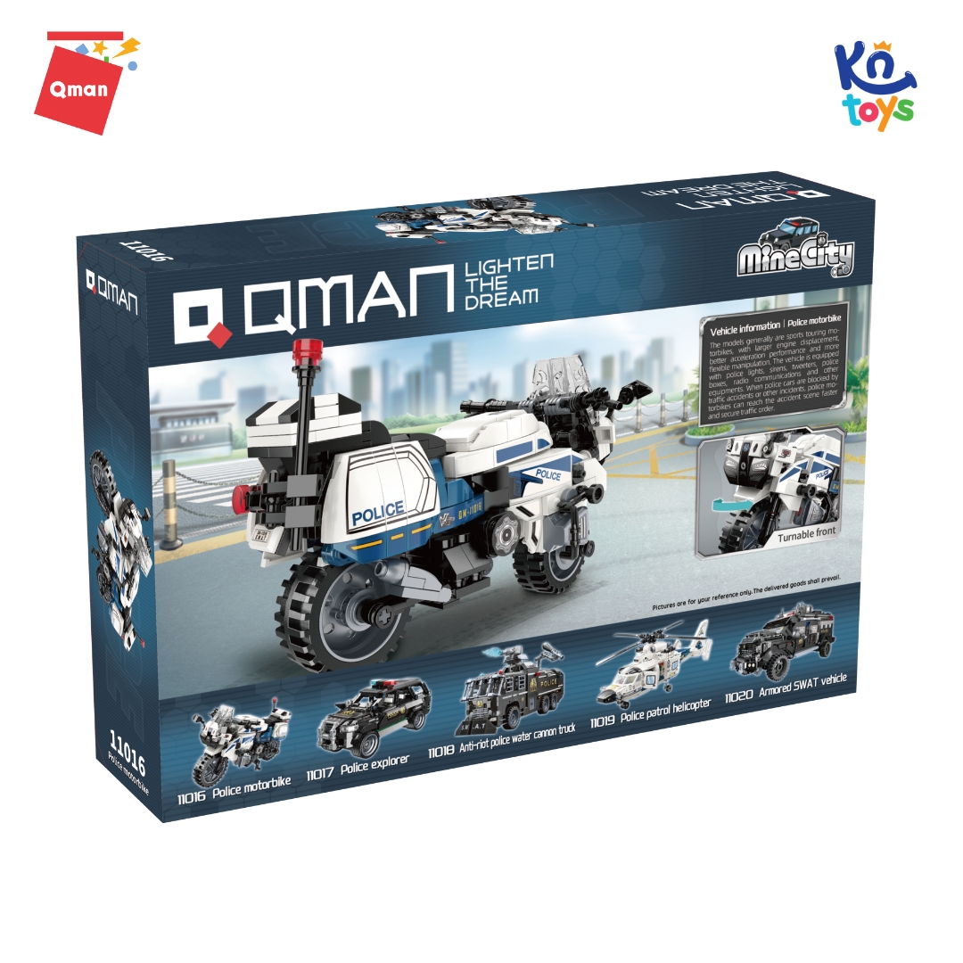 Đồ chơi xếp hình, lắp ráp Qman 11016 - Mô tô cảnh sát
