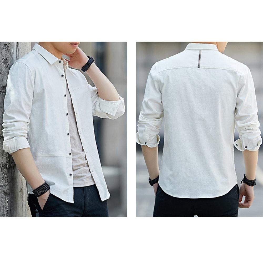 Áo sơ mi nam Hàn Quốc vải Cotton đũi may phối dây dệt túi ngực 3S x Man Store - S3 Xám