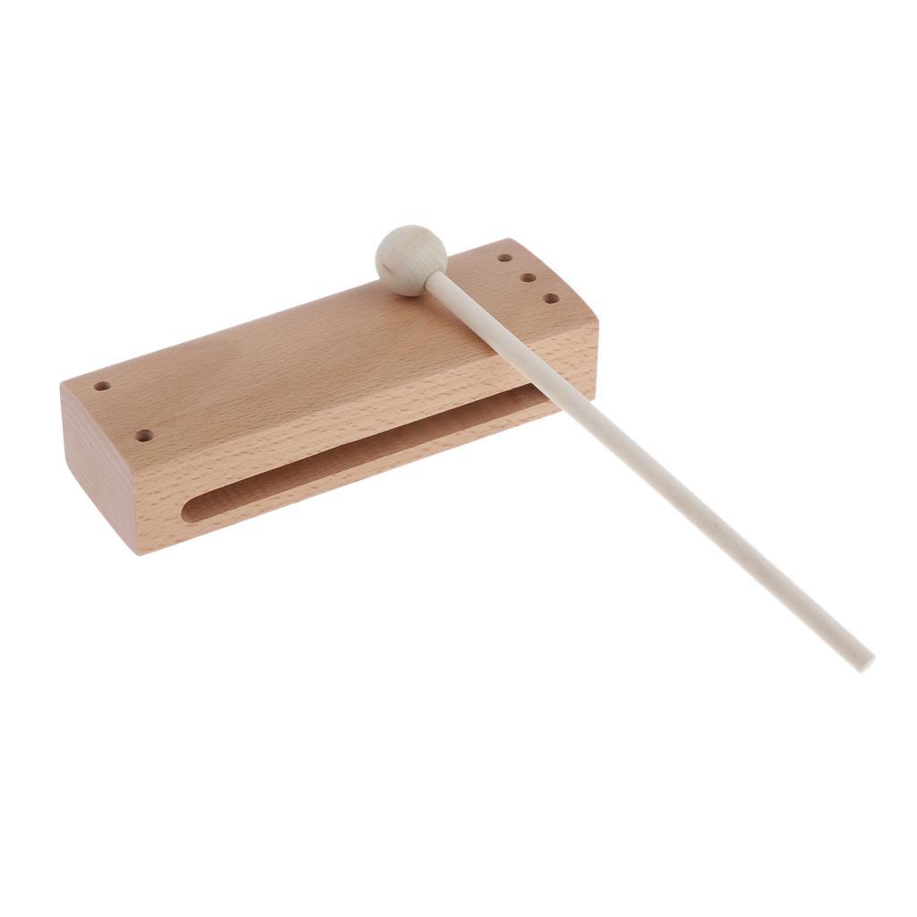 Wooden Percussion Block with Mallet for Kids Music Development Toy Gift