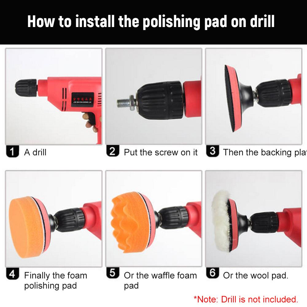 10pcs Polishing Pad Kit 4-inch Foam Buffing Pads with Waffle Foam Wool Pad Backing Plate for Angle Grinder Buffer