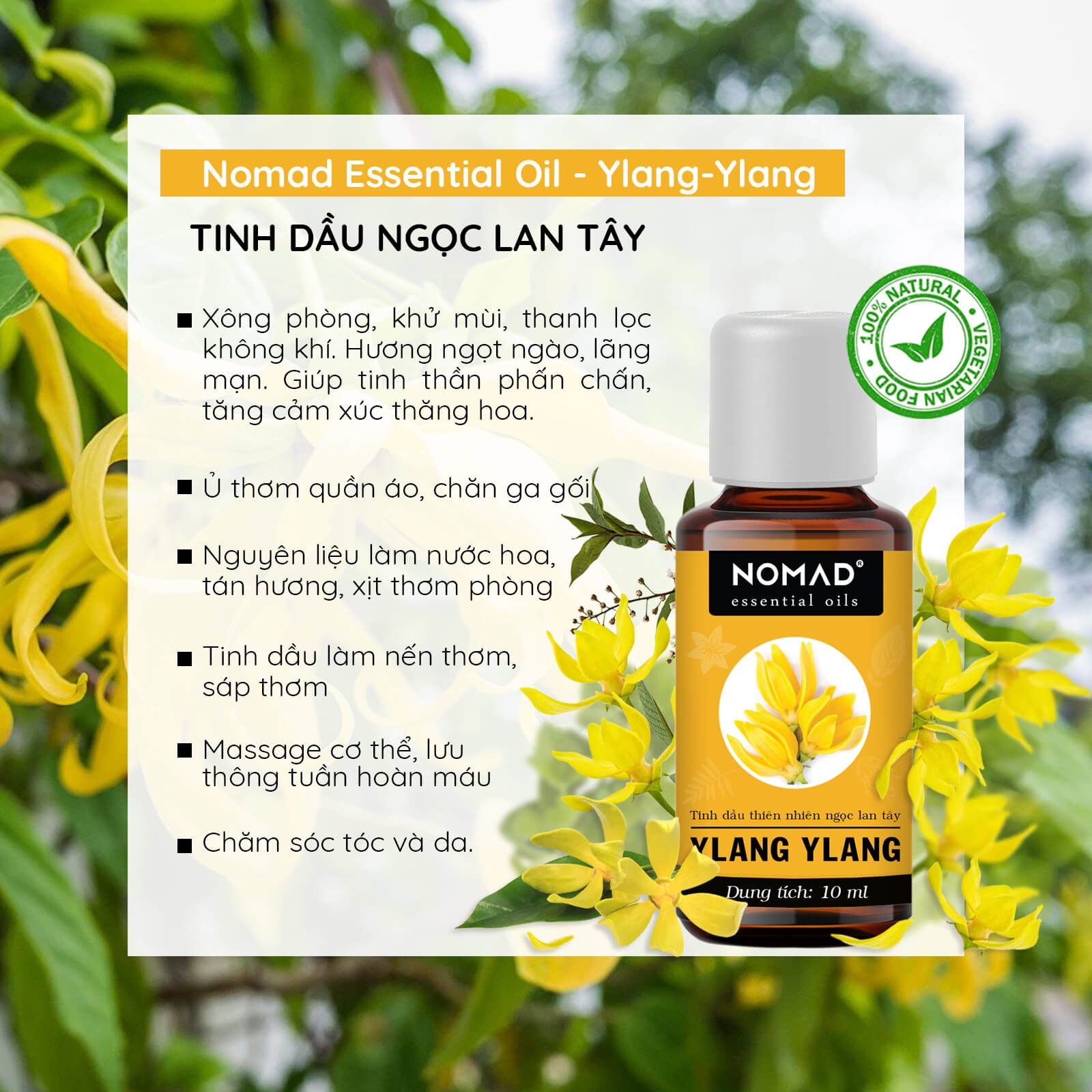 Tinh Dầu Thiên Nhiên Ngọc Lan Tây Nomad Essential Oils Ylang Ylang