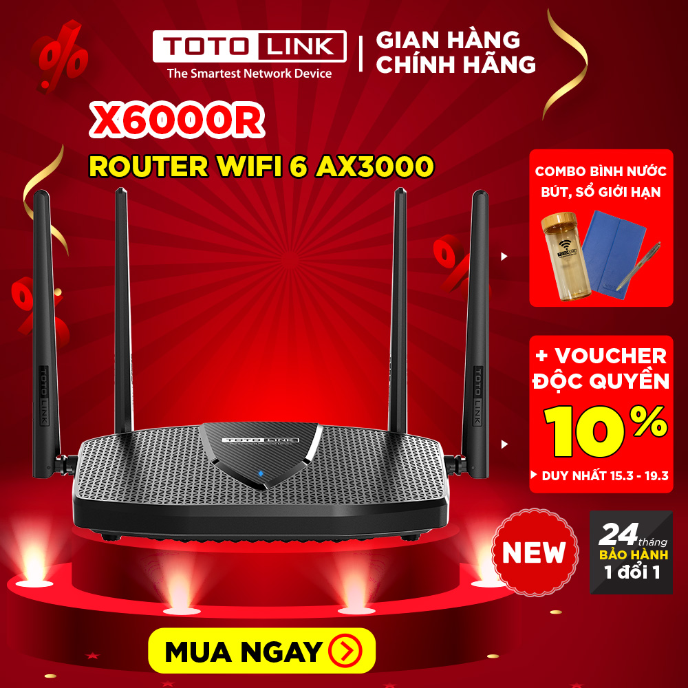 X6000R - Router Wi-Fi 6 băng tần kép Gigabit AX3000 - Hàng chính hãng