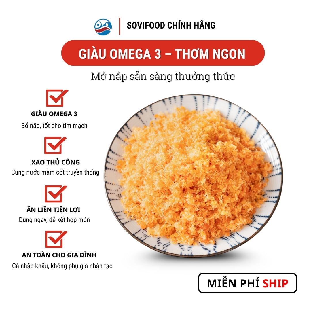 Combo 5 Lọ Ruốc Cá Hồi Sovifood – Chà Bông Cá Hồi Giàu Omega 3, DHA, EPA, An Tâm Cho Trẻ Nhỏ - 110G