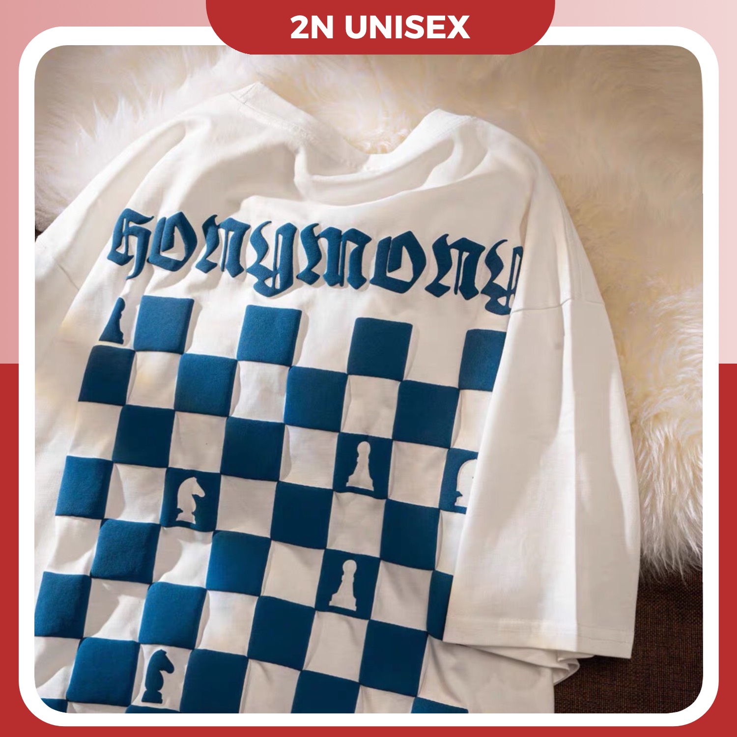 Áo thun tay lỡ form rộng - phông nam nữ cotton oversize - T shirt bàn cờ - 2N Unisex