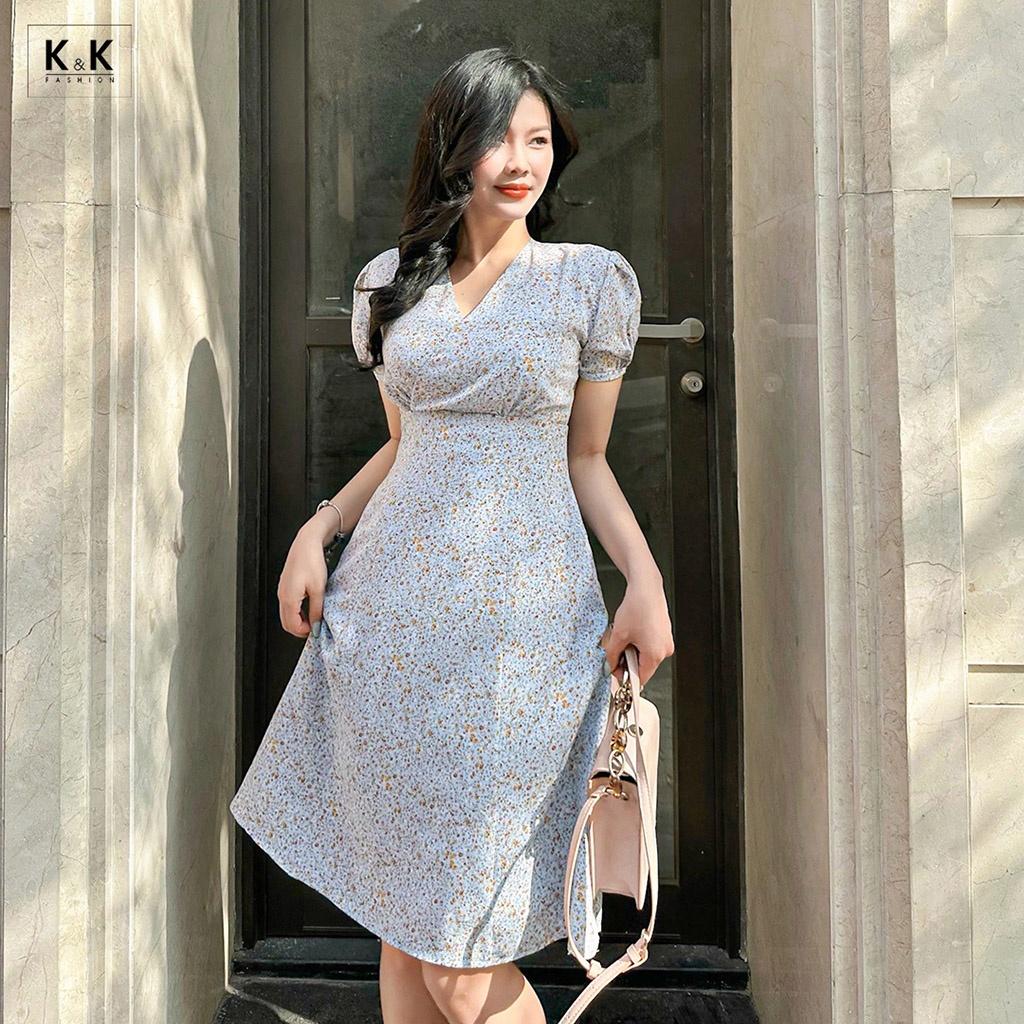 Đầm Hoa Nhí Nhấn Eo Cao K&amp;K Fashion KK115-25 Chất Liệu Lụa Sophia