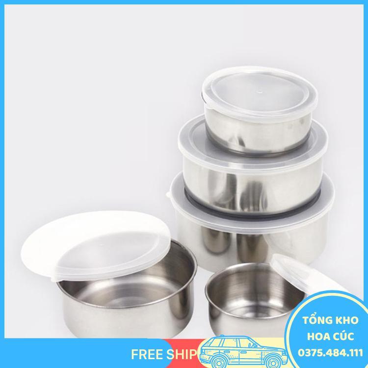 Bộ Thố Lạnh Inox 5 Món , Bộ 5 Hộp Đựng Thực Phẩm Inox Có Nắp Đậy - Vận Chuyển Miễn Phí Toàn Quốc