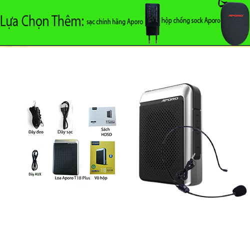 Loa máy trợ giảng  Aporo T18 Plus, Bluetooth 5.0, Mic có dây Aporo, Hàng Chính Hãng