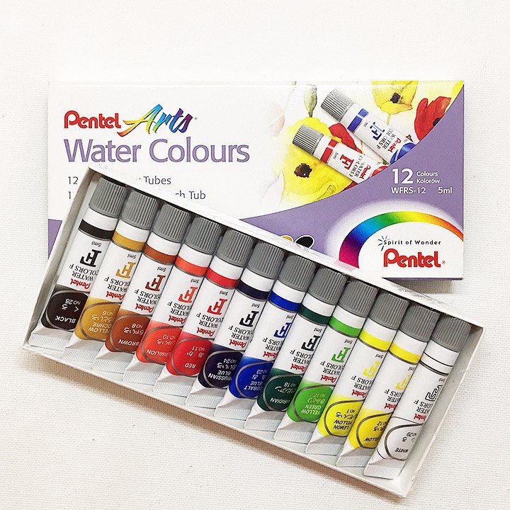 Màu Nước 12 Màu Pentel WFRS-12 (Tuýp 5ml)