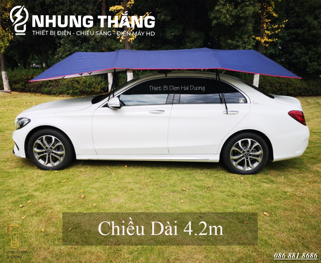 Ô Che Nắng Ô Tô - Dù Che Mưa Nắng Xe Hơi Cao Cấp - Dài 4.2m,4.6m - Giảm Nóng Hiệu Quả - Đóng Mở Bằng Tay - Màu Random