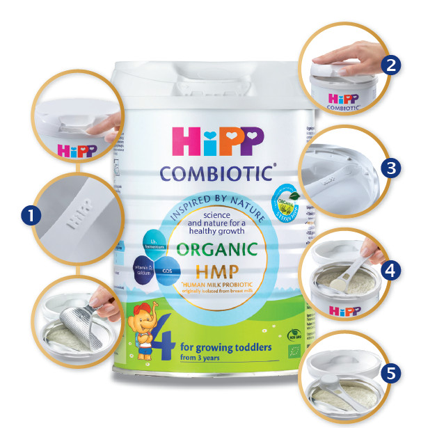 Combo 2 lon Sữa bột Hipp số 4 Organic Combiotic HMP 800gr Mẫu Mới tách tem tặng gối thoáng khí Fralin