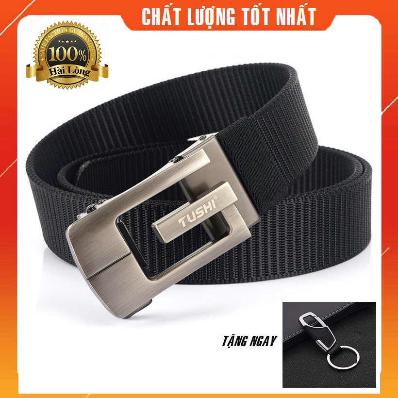 Dây nịt vải_Siêu bền_Mặt khóa gài tự động thép không gỉ chắc chắn, tiện lợi_Dây lưng vải dù cao cấp, Thắt lưng lính TẶNG MÓC CHÌA KHÓA