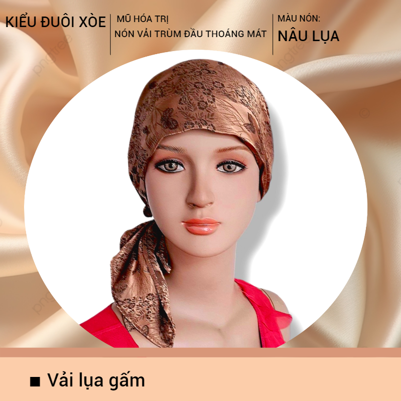 [KIỂU ĐUÔI XÒE-ĐEN HOA] Nón hóa trị vải mềm mát, hút mồ hôi, bệnh nhân ung thư, chemo hat, cancer hat, nón trùm đầu, mũ vải