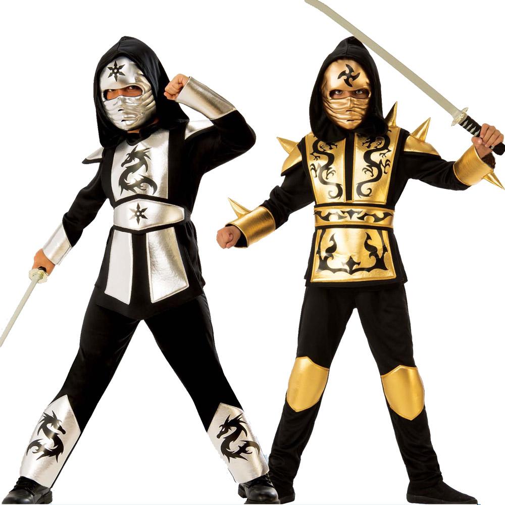 Ninja Trang Phục Trẻ Em Vàng Bạc Rồng Ninja Trang Phục Có Mũ Áo Sơ Mi Quần Kèm Mặt Nạ Carnival Trang Phục