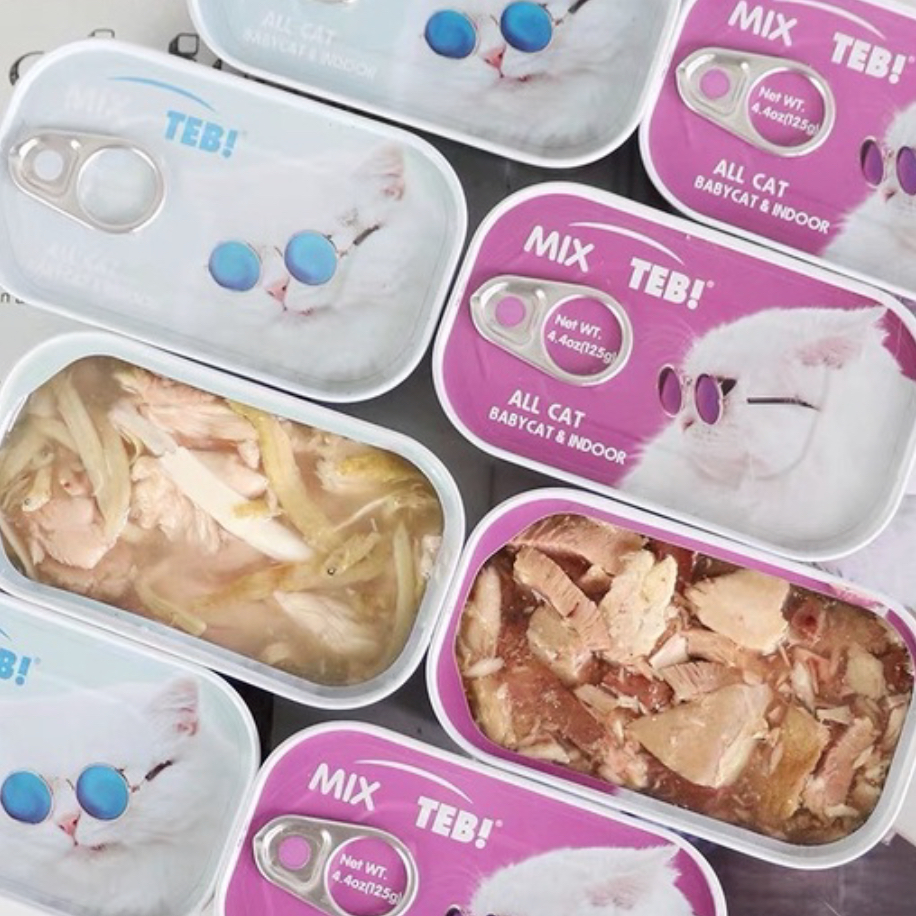 Pate Cao Cấp Cho Mèo Mix Thịt Cá Trứng TEB TM Series Lon 125g - YonaPetshop