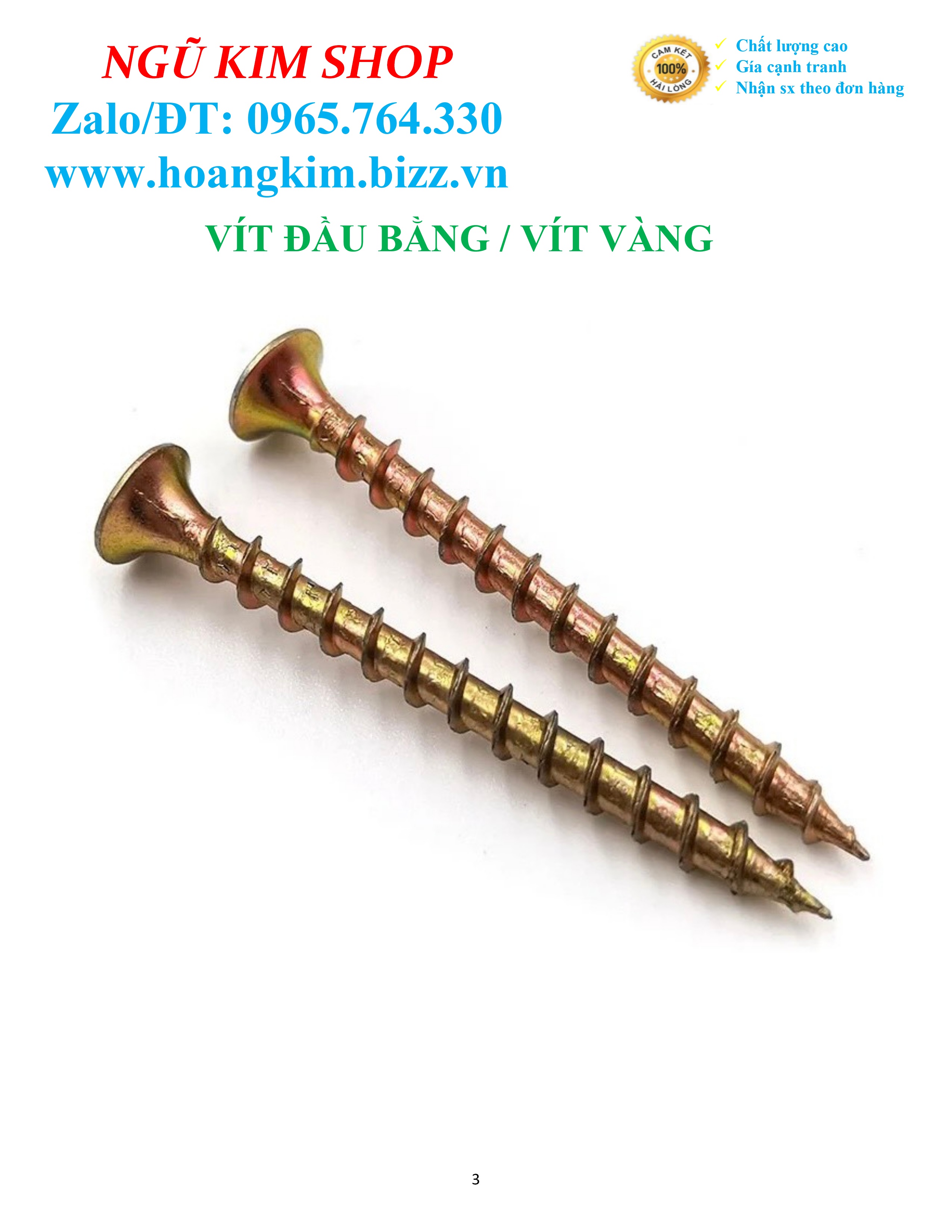 1 KG VÍT VÀNG ĐẦU BẰNG RĂNG THƯA 1.5cm -> 5cm THANH LÝ