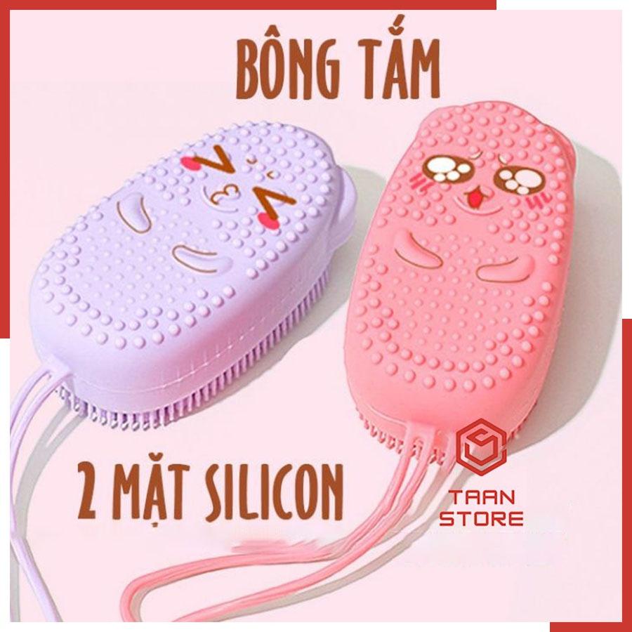 Bông Tắm Silicon 2 Mặt Tạo Bọt Massage Tẩy Tế Bào Chết Lông Siêu Mềm