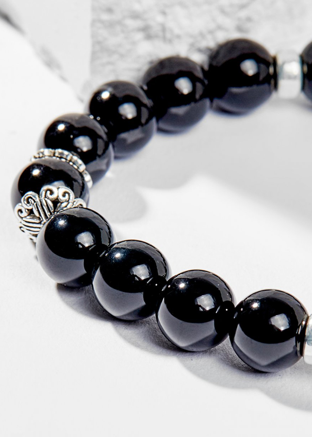 Vòng Tay Phong Thủy Đá Obsidian Phối Charm Cung Hoàng Đạo Kim Ngưu Mệnh Thủy, Mộc Ngọc Quý Gemstones