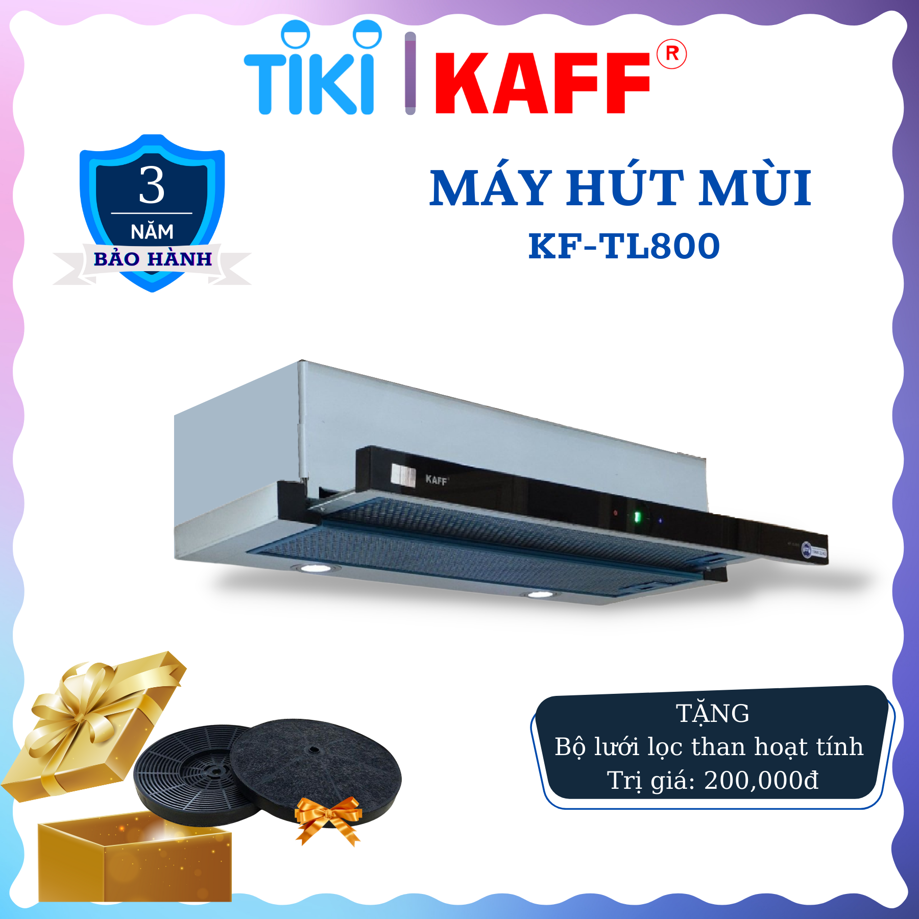 Máy hút mùi âm tủ inox phối kính cảm ứng 800mm KAFF KF-TL800 - Hàng Chính Hãng