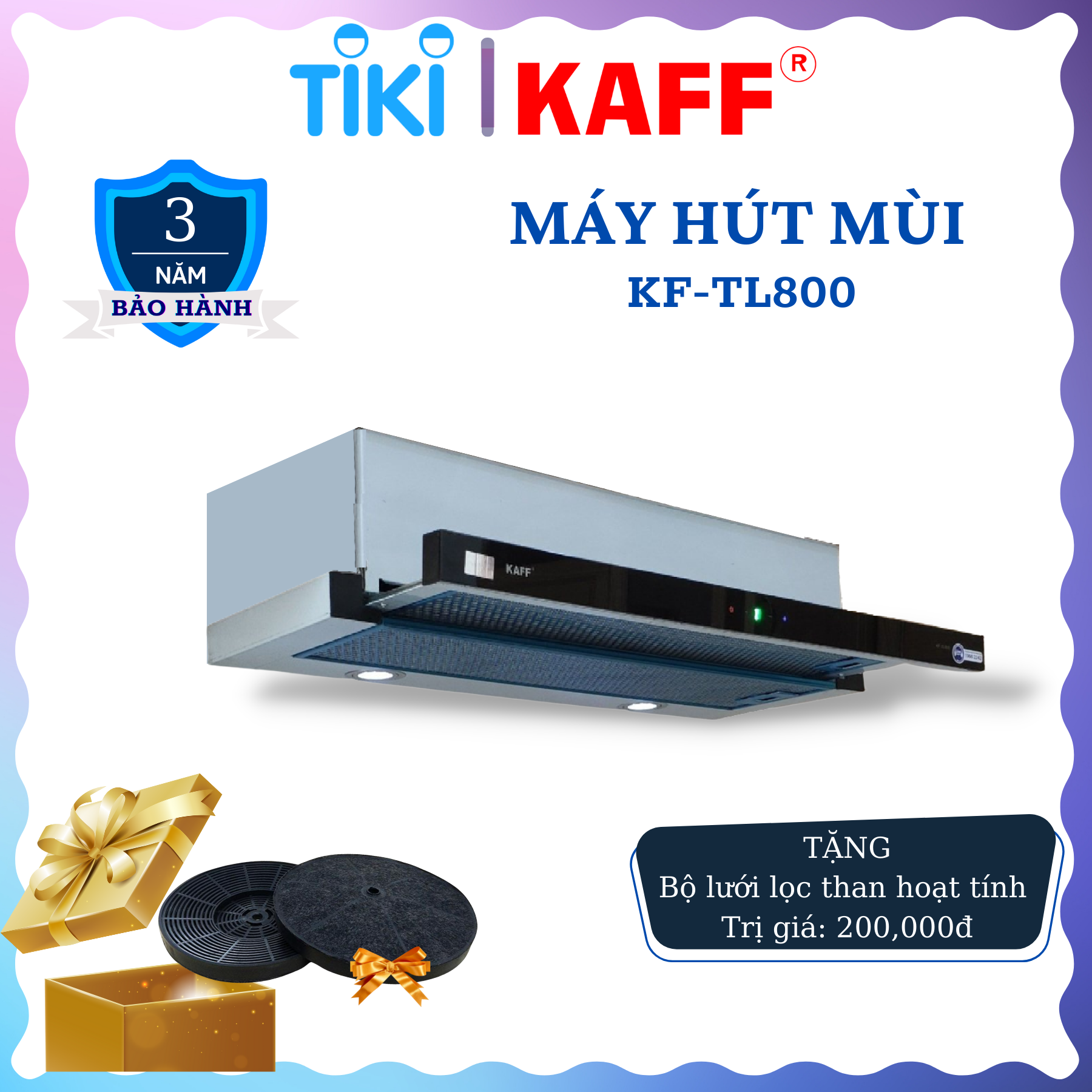 Máy hút mùi âm tủ inox phối kính cảm ứng 800mm KAFF KF_TL800 Tặng bộ lọc than thay thế _ Hàng Chính Hãng