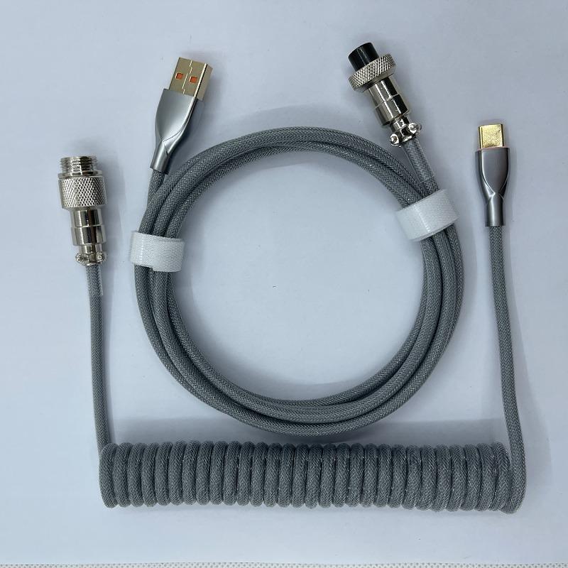 104 phím Dây Aviator Bàn phím Type-C Đầu nối hàng không Cáp USB cuộn Cáp xoắn ốc dữ liệu cổng USB tùy chỉnh 1,8m cho máy tính