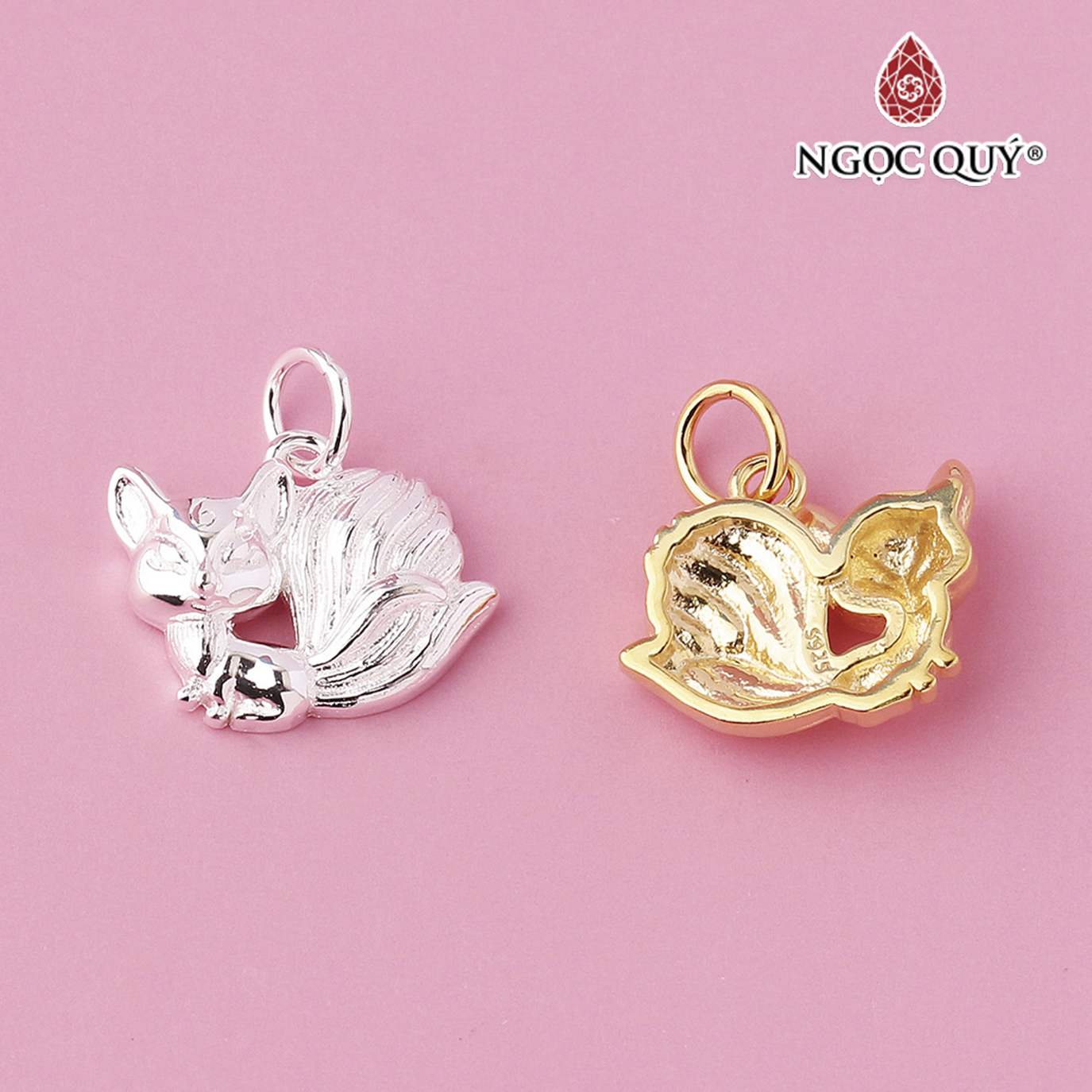 Charm bạc treo hình hồ ly chín đuôi - Ngọc Quý Gemstones