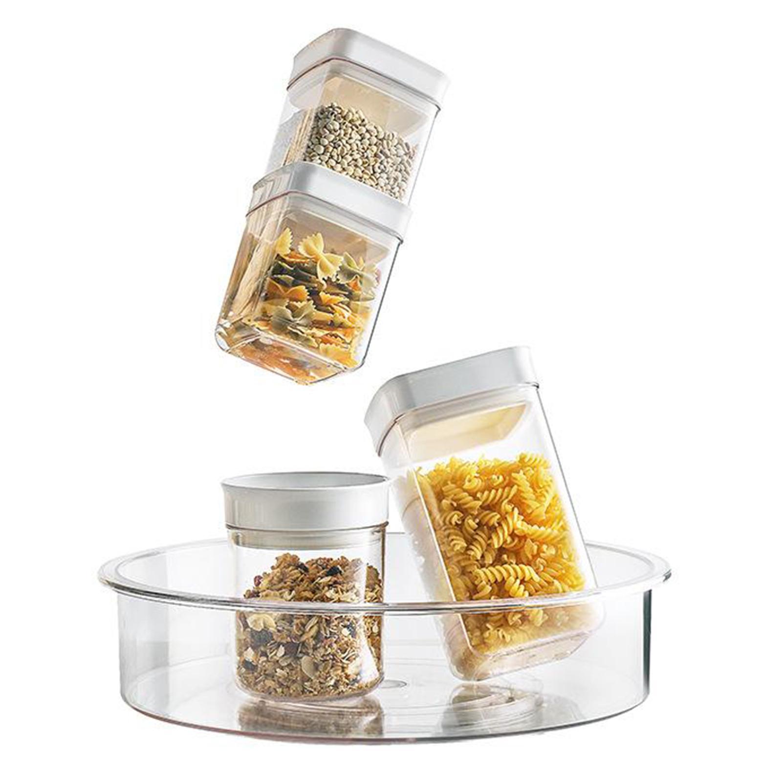 Divided   Turntable Storage Box Organizer  for Kitchen Cabinet