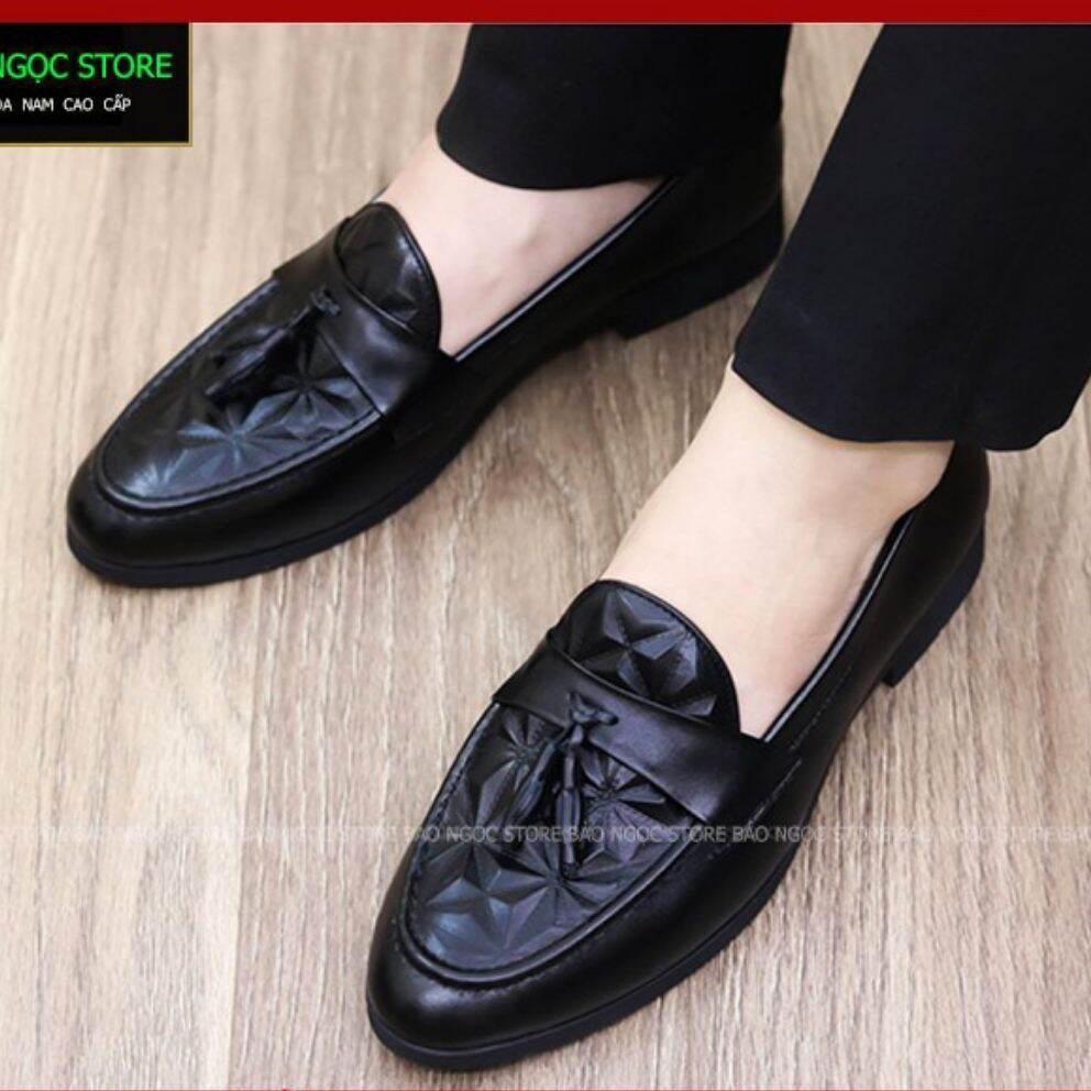 Giày lười nam da Pu Pu dập vân 3D thời trang Đế Cao Su Đúc 3cm Hàng Xuất Dư Mã K3889
