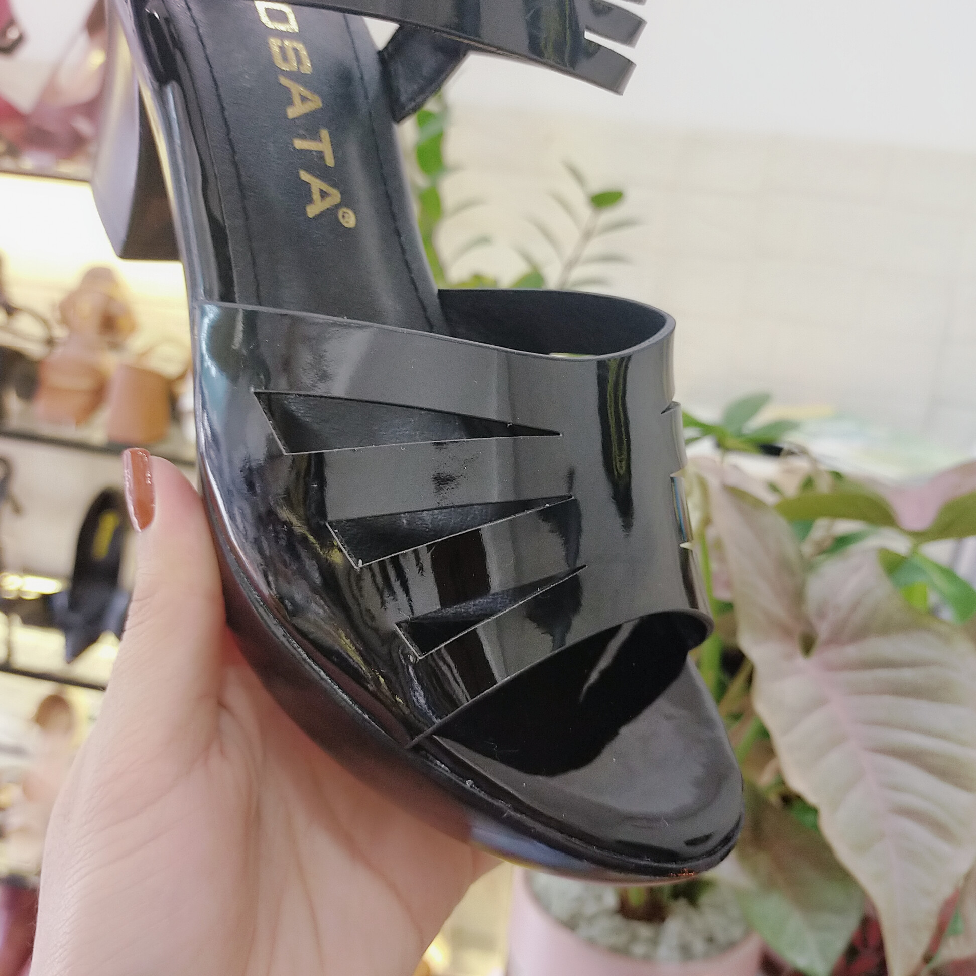 Giày sandal cao gót ROSATA RO571 cao 8p - đen, chì - HÀNG VIỆT NAM - BKSTORE