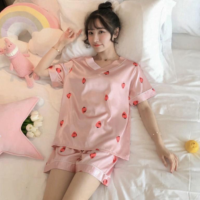 Bộ ngủ nữ ️Freeship đơn 50k️ Đồ Bộ pijama cộc tay lụa satin đẹp mặc ngủ mềm mịn - bộ Pijama