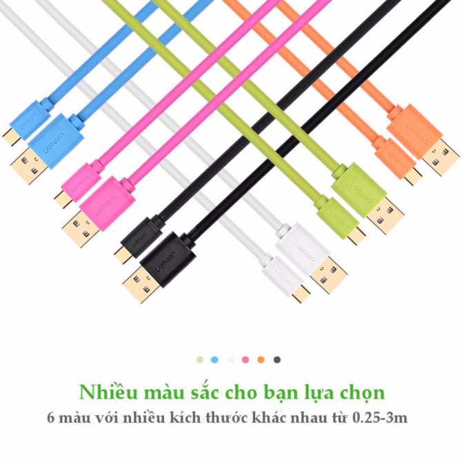 Cáp USB 2.0 sang USB Type C mạ vàng dài 3m US141 30168 - MÀU TRĂNG - Hàng chính hãng