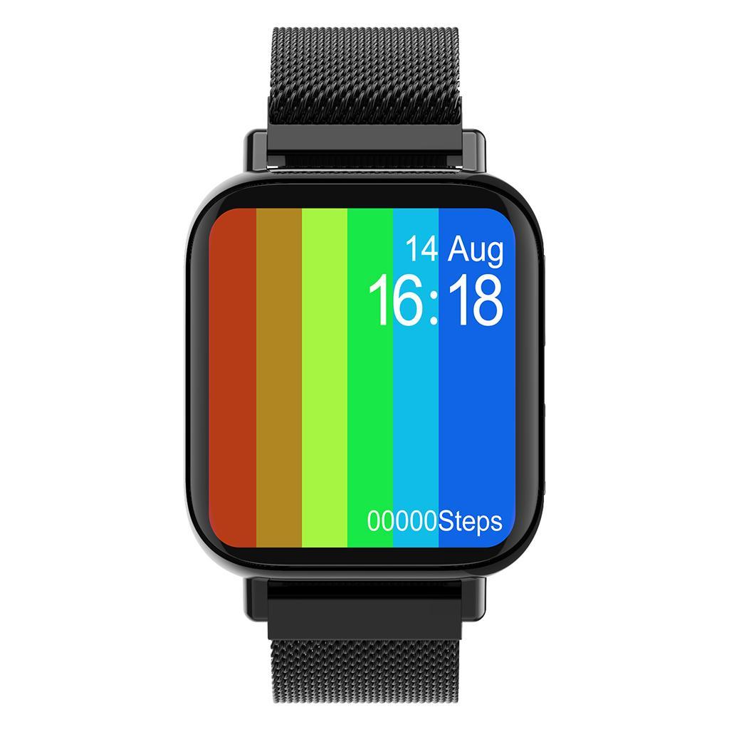 Bluetooth4.0 Smart Watch Heart Rate Sleep Monitor Full Touch Black Steel