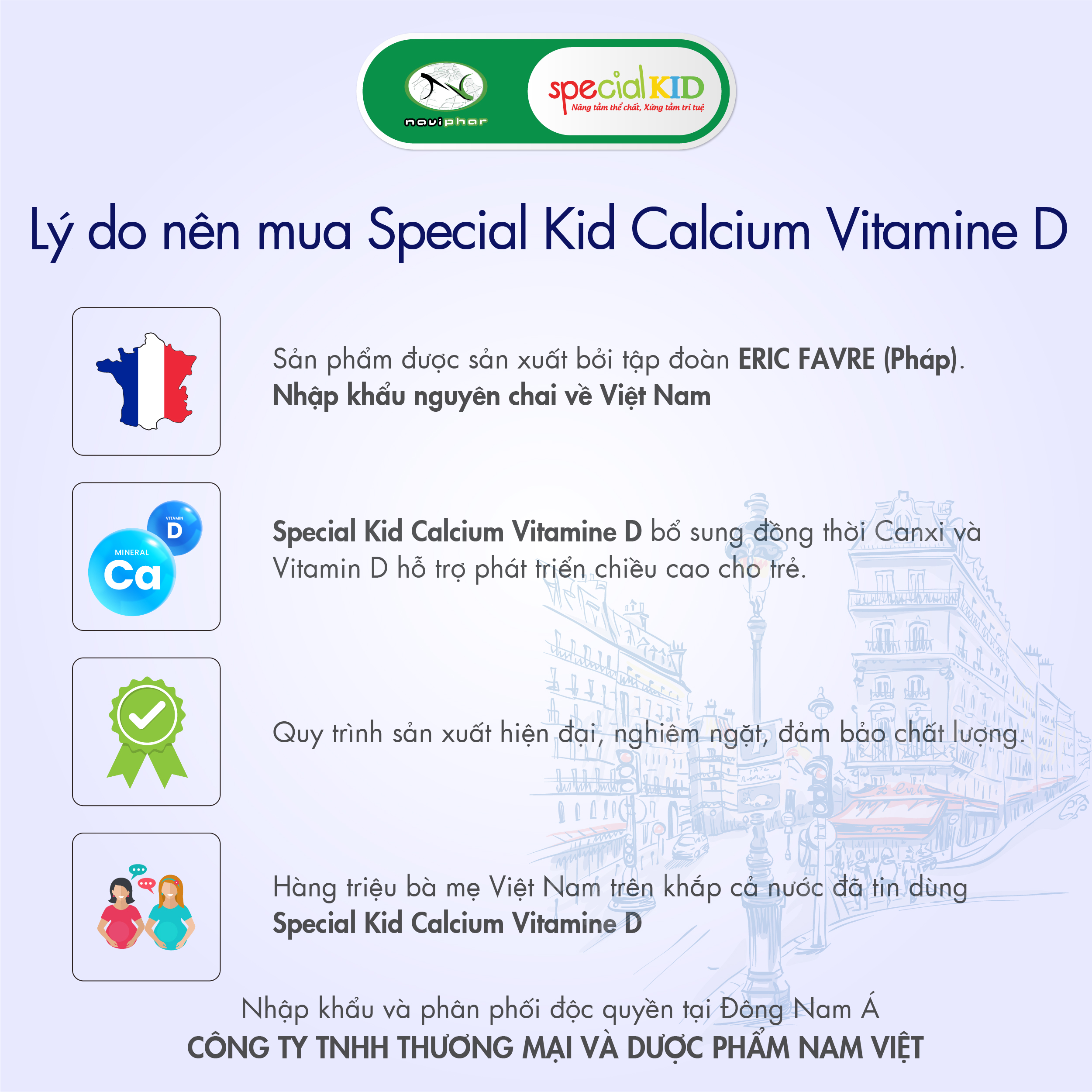 TPBVSK Special Kid Calcium Vitamin D - Bổ sung Canxi và Vitamin D giúp xương, răng chắc khỏe - Giúp con cao lớn hơn