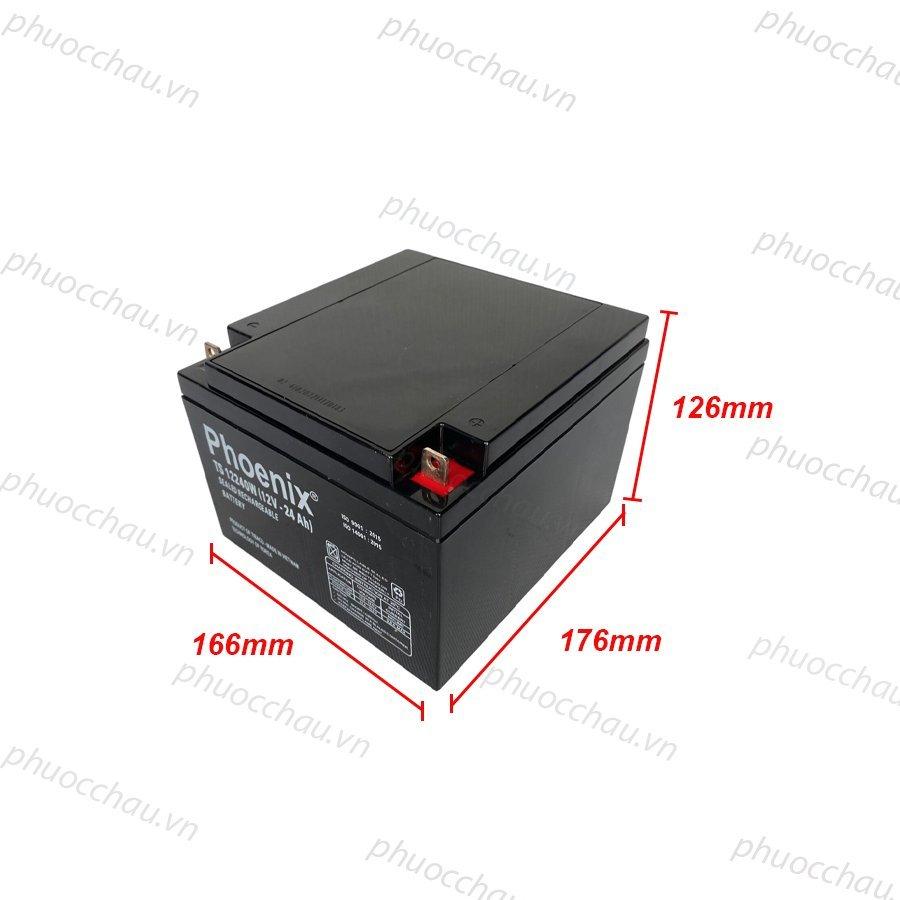 Bình Ắc Quy Khô PHOENIX TS12240W 12V-24AH Dùng Cho UPS, Loa Kéo, Lưu Điện