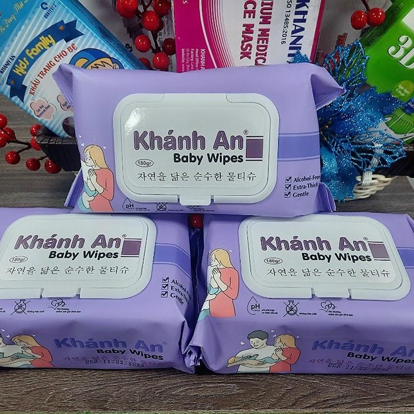 Khăn ướt BABY WIPES Khánh An mềm mại thơm mát cho da nhạy cảm trả làn da tươi mát đầy sức sống cho bé và cả nhà