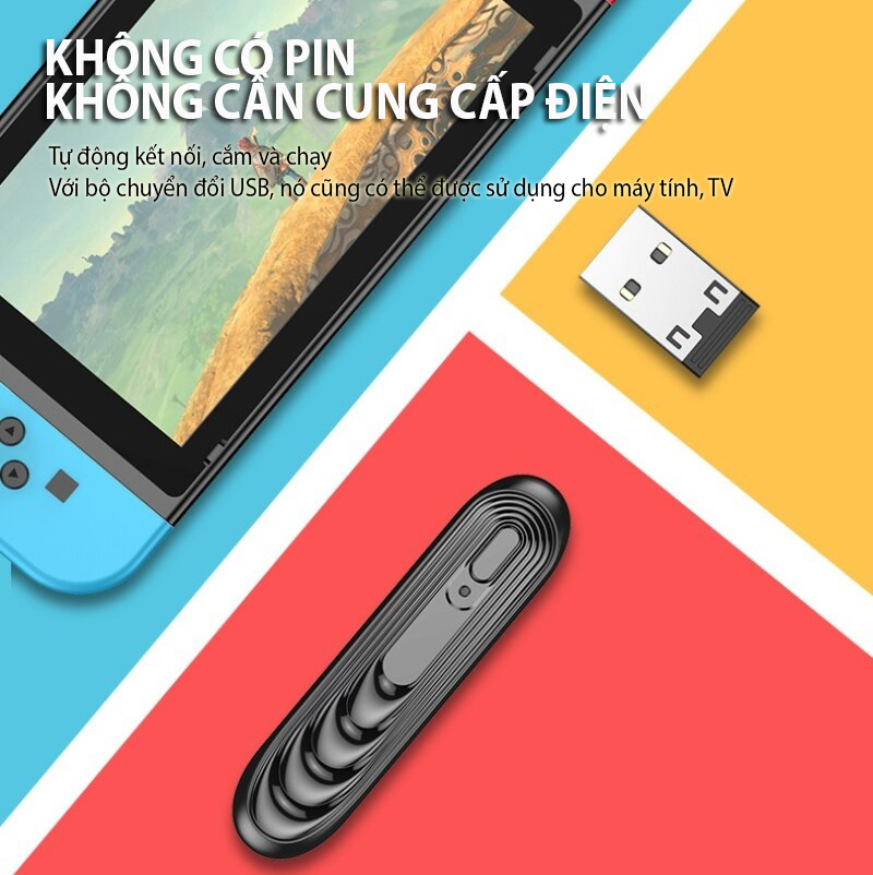 Thiết Bị Phát Tín Hiệu Bluetooth Không Dây Đầu Type-C USB Cho Nintendo Switch & Lite, PS4, PC, Điện Thoại