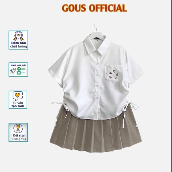 Áo Sơ Mi Croptop Nữ Dây Rút Áo Croptop Nữ Form Rộng Phong Cách Ulzzang Dễ Thương KOS Có 2 Màu Trắng Đen 10045