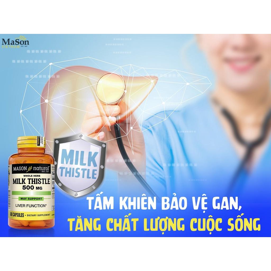 Viên uống giải độc làm mát Mason Natural Milk Thistle 500mg giảm tình trạng men gan cao