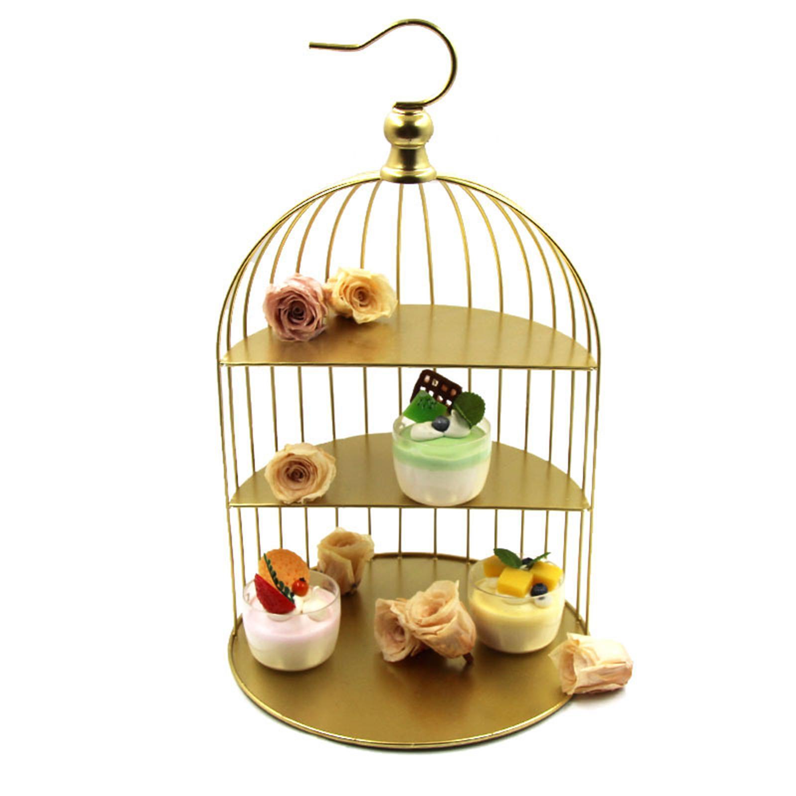 Birdcage Cake Stand, Iron Cake Display Basket Desktop Iron Makeup Organizer Stand, Shelf Display Countertop Cupcake Display Holder