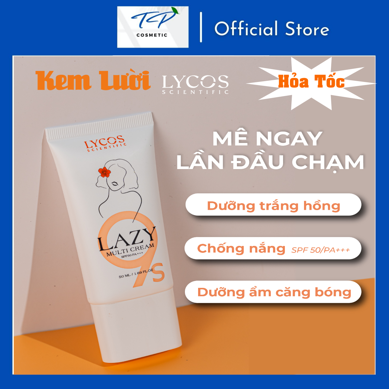 Kem Lười Căng Bóng Lycos 3in1 Kem lười 9S LAZY MULTI CREAM LYCOS: trắng hồng, Căng bóng, Chống nắng