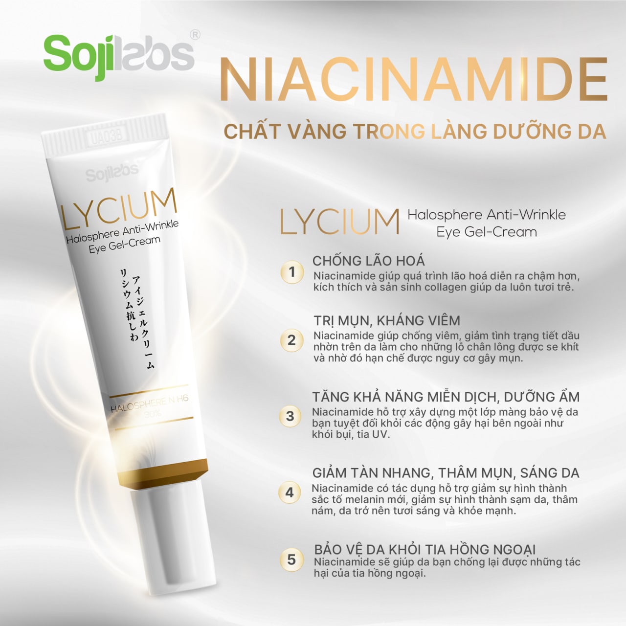 [MUA 3+1] SET LYCIUM (1 hộp MEGAMI giúp giảm lão hoá, Kem Chống Nếp Nhăn Lycium Halosphere, Lycium Serum 30ml TẶNG 1 dầu tẩy trang làm sạch sâu Be Flat